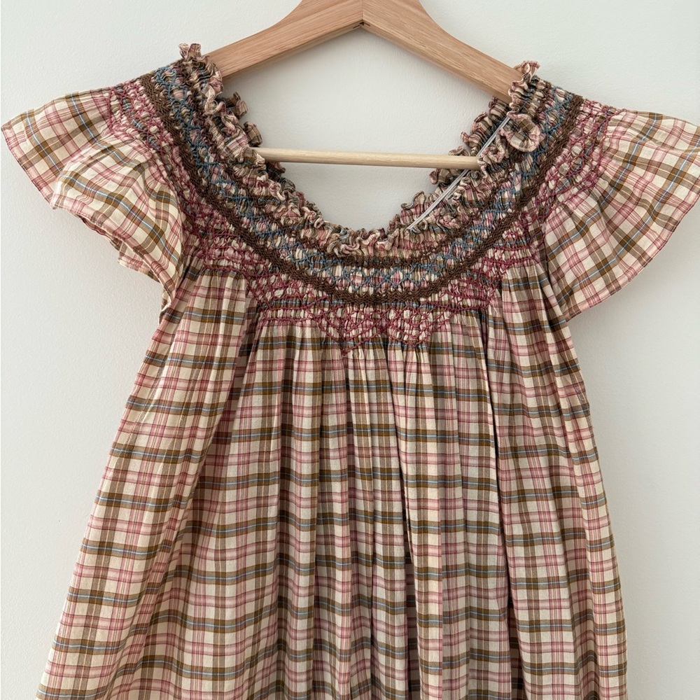 Doen Plaid Maxi Dress in Pink and Brown